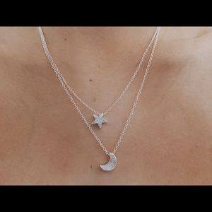 Dainty moon and star necklace